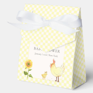 Ballotins Ferme à carreaux jaunes Baby Shower poussin tourne