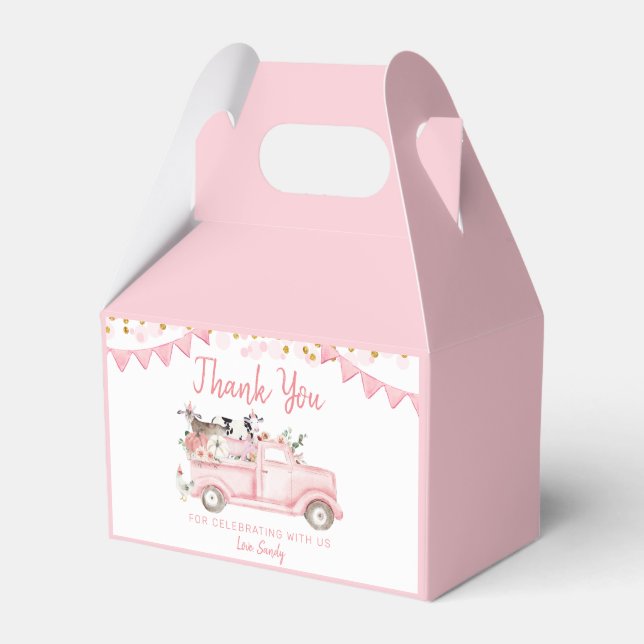 Ballotins Ferme Citrouille Pink Truck Drive Par Anniversaire (Verso)
