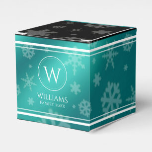 Ballotins Festif Blue Foil Snowflakes Monogramme Nom
