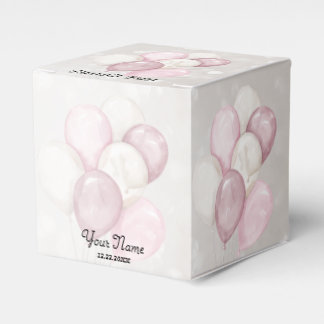 Ballotins Fête aux Ballons Rose et Blanc Aquarelle Mignonne
