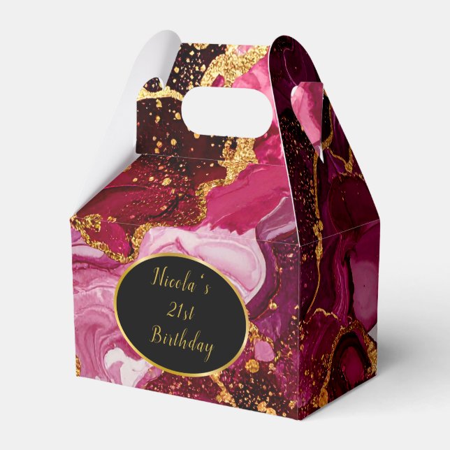Ballotins Fête d'anniversaire avec marbre agate rouge brilla (Verso)