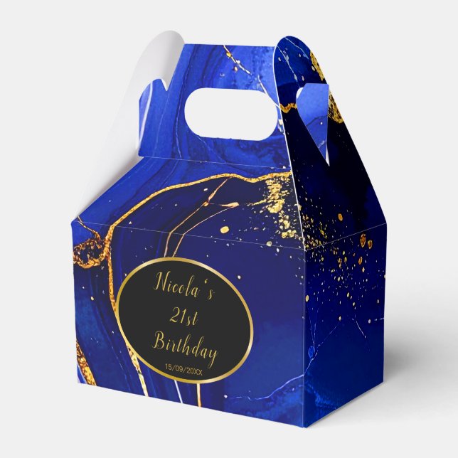 Ballotins Fête d'anniversaire avec marbre d'agate bleu royal (Verso)