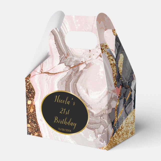 Ballotins Fête d'anniversaire avec marbre d'agate rose, gris (Verso)