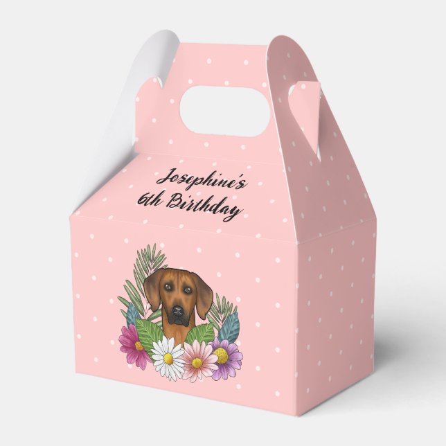 Ballotins Fête d'anniversaire avec un chien Rhodesian Ridgeb (Verso)