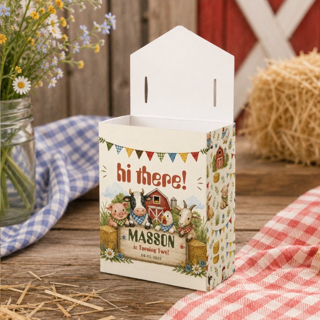 Ballotins Fête d'anniversaire de 2 ans à la ferme rustique p (Rustic Barnyard 2nd Birthday kids Party Favor Boxes
)