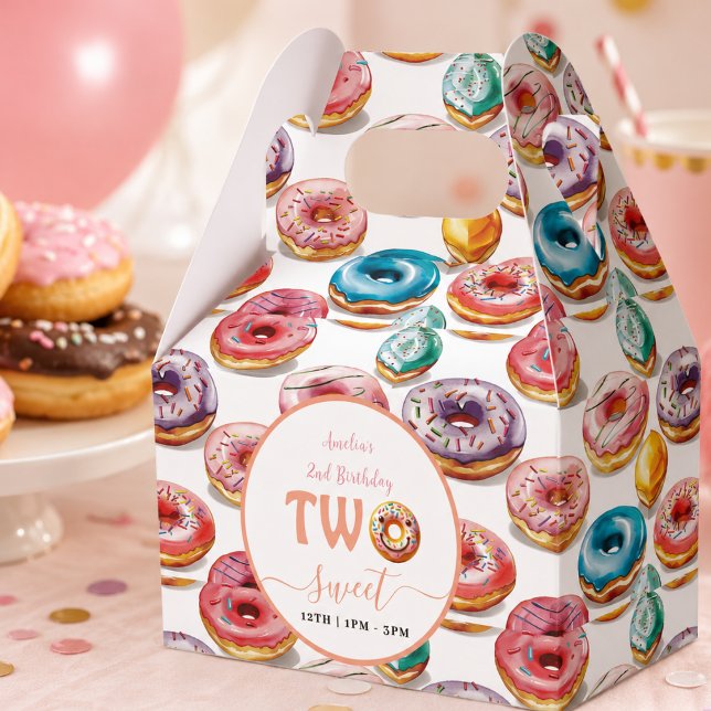 Ballotins Fête d'anniversaire de 2 ans Two Sweet Donuts (Two Sweet Donuts 2nd Birthday party Favor Boxes)