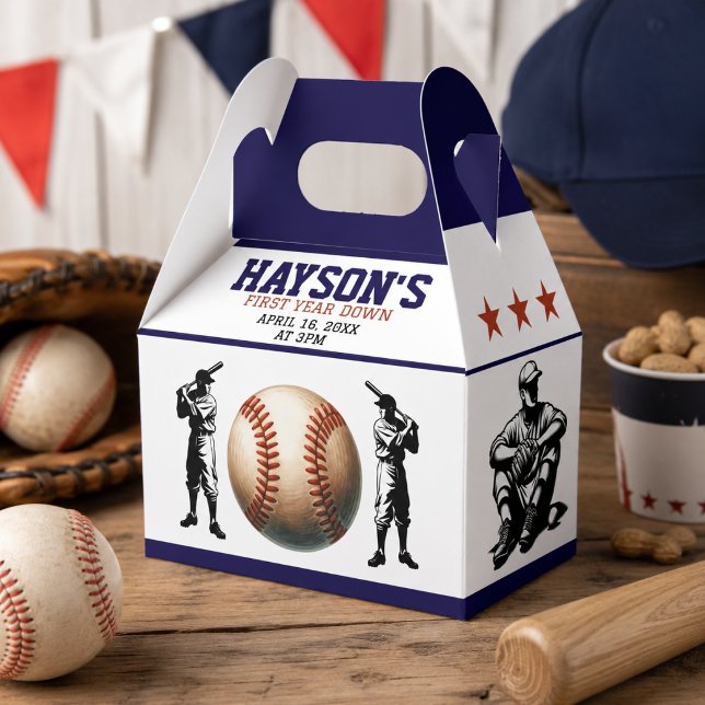 Ballotins Fête d'anniversaire de baseball de première année (First Year Down Baseball 1st Birthday Party Favor Boxes)