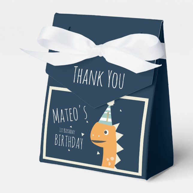 Ballotins Fête d'anniversaire de dinosaure orange Merci  (Verso)