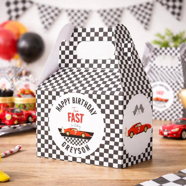 Ballotins Fête d'anniversaire de garçon de 2 ans sur le thèm (Two Fast Race Car Boy 2nd Birthday Party Favor Boxes
)