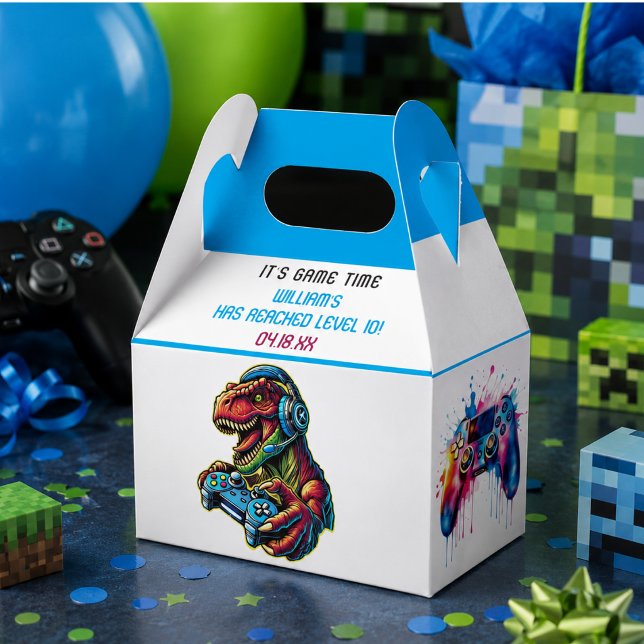 Ballotins Fête d'anniversaire de jeu vidéo dinosaure (Video Game Dinosaur Gaming Birthday Party Favor Boxes)