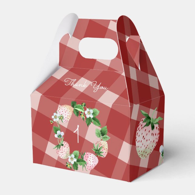 Ballotins Fête d'anniversaire fraise rose blanc plaid de fru (Verso)