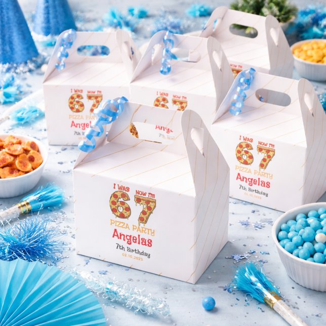 Ballotins Fête d'anniversaire moderne de Slice Slice Boy Six (Modern Slice Slice Boy Six Seven Birthday Party Favor Boxes)
