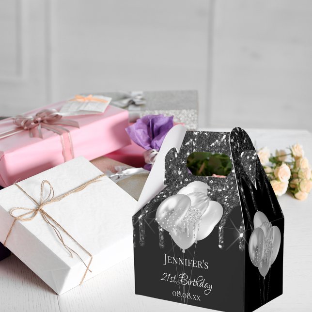 Ballotins fête d'anniversaire noir argent parties scintillan (Créateur téléchargé)