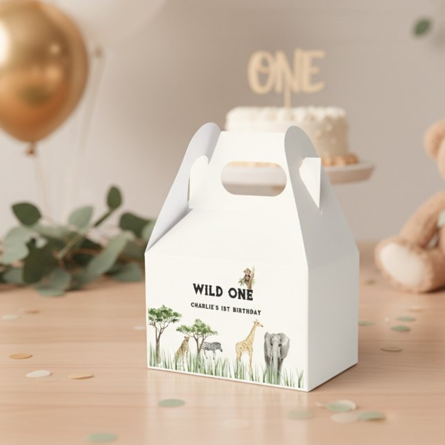 Ballotins Fête d'anniversaire Safari Wild One (Wildone favor box)