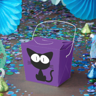 Ballotins Fête d'anniversaire violette à motif de chat noir 