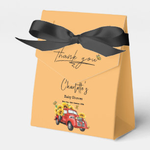 Ballotins Fête de bébé camion rouge vintage avec tournesols