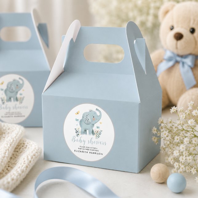 Ballotins Fête de Bébé Garçon Eléphant Bleu Adorable (Adorable Elephant Blue Baby Boy Shower Favor Boxes)