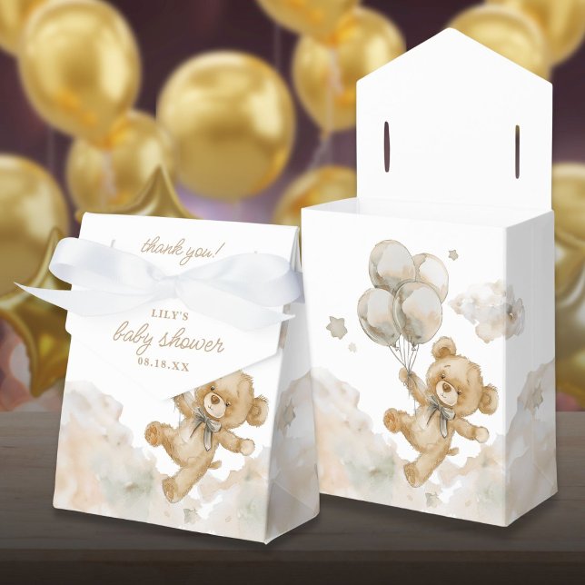Ballotins Fête de Bébé Genre Neutre Ourson Mignon à peine At (Cute Bearly Wait Gender Neutral Baby Shower Favor Boxes)