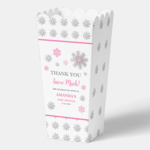 Ballotins Fête de bébé hiver Flocon de neige rose et paillet