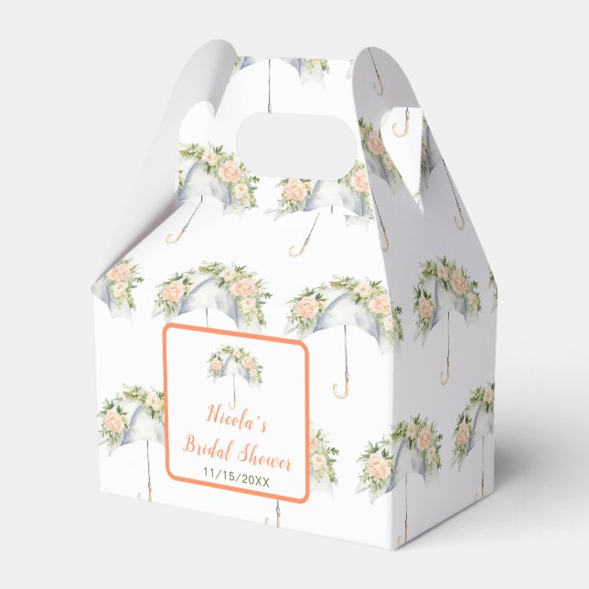 Ballotins Fête de douche de mariée au parapluie fleuri (Verso)