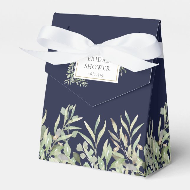 Ballotins Fête de Mariage avec Feuillage de Verdure Bleu Mar (Verso)