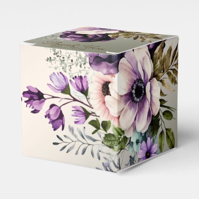 Ballotins Fête de mariage Fleurs violettes rose or élégant (Verso)