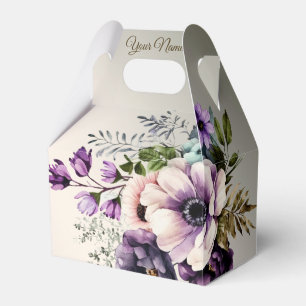 Ballotins Fête de mariage Fleurs violettes rose or élégant