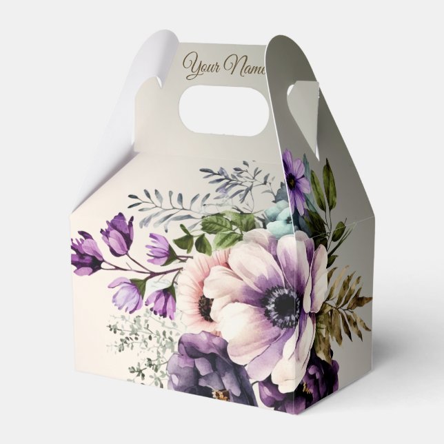 Ballotins Fête de mariage Fleurs violettes rose or élégant (Verso)