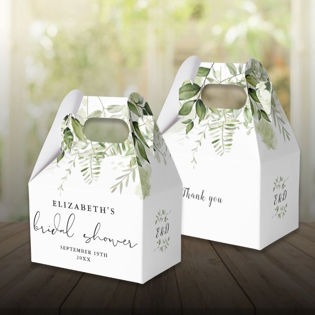 Ballotins Fête de mariage Floral et Verdure (Floral Greenery Script Bridal Shower Favor Boxes)