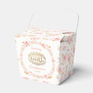 Ballotins Fête de Naissance Fille Rose Pâle et Floral Doré