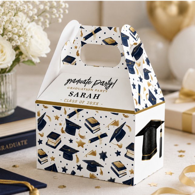 Ballotins Fête de remise de diplômes simple moderne  (Simple Modern Graduation Party Favor Boxes)