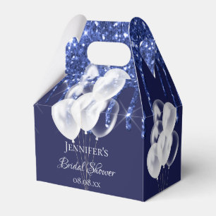 Ballotins Fête des mariées bleu marine ballons blancs merci