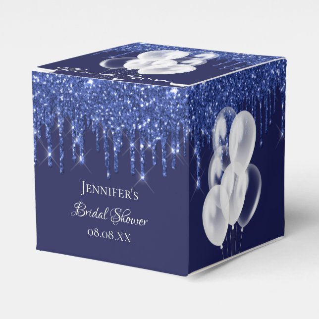 Ballotins Fête des mariées bleu marine ballons blancs merci (Verso)