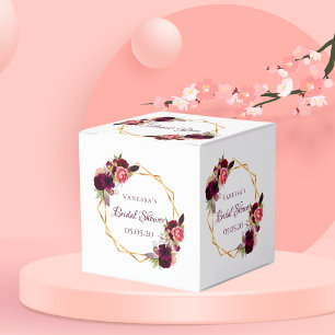 Ballotins Fête des mariées fleurs bordeaux or géométrique