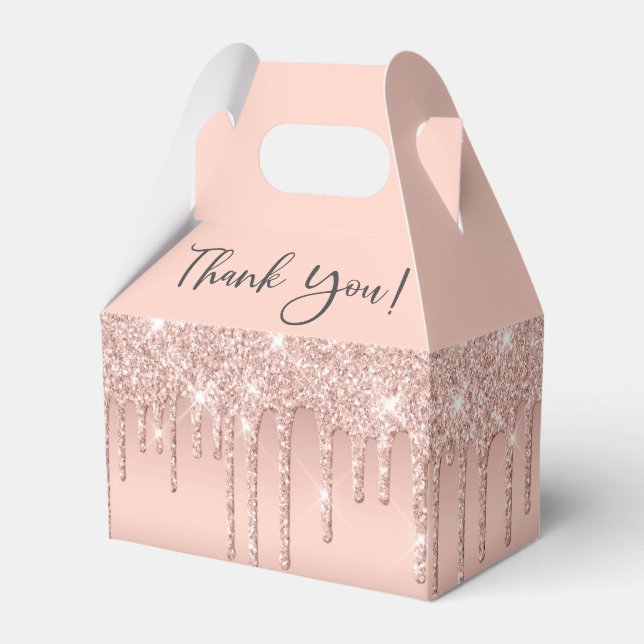 Ballotins Fête des mariées Rose Parties scintillant or Merci (Verso)