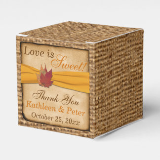 Ballotins Feuilles d'automne, Ballotin de burlap FAUX - Or J
