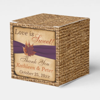 Ballotins Feuilles d'automne, Ballotin de burlap FAUX - viol