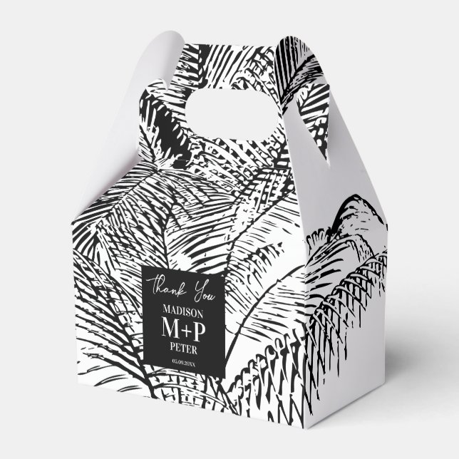 Ballotins Feuilles de palmier tropical abstrait mariages pla (Verso)