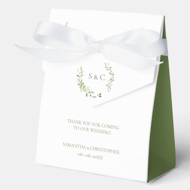 Ballotins Feuilles de verdure Élégant Monogramme Mariage sur (Recto)