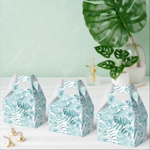 Ballotins Feuilles Florales Bleu Aqua Tropical