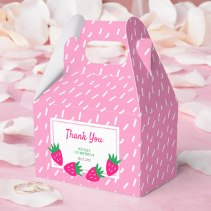 Ballotins Fille aux fraises rose mignonne Anniversaire Merci