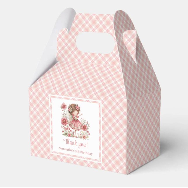 Ballotins Fille de conte de fées Faveur de naissance florale (Fairytale Fairy Girl Blush Floral Birthday Favor Box

)