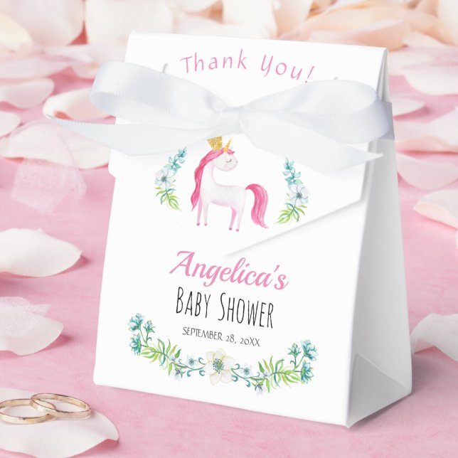 Ballotins Fille Floral Aquarelle rose Unicorne Baby shower (Mariage)