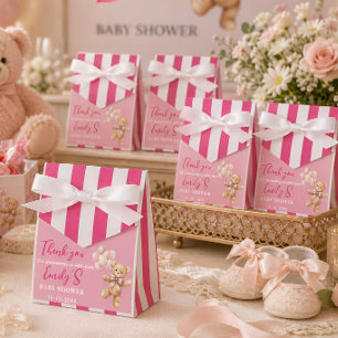 Ballotins Fille Ourson en peluche rose Baby Shower