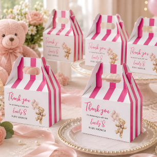 Ballotins Fille Ourson en peluche rose Baby Shower