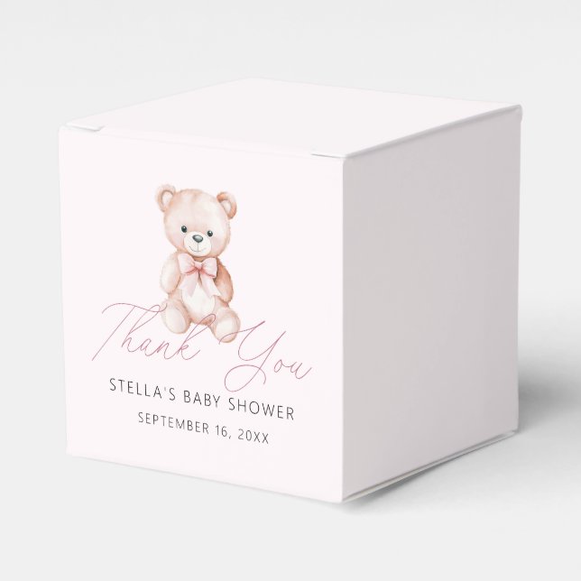 Ballotins Fille Teddy Ours Merci rose Baby shower (Verso)