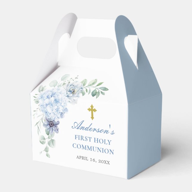 Ballotins First Holy Communion Dusty Blue Floral (Verso)