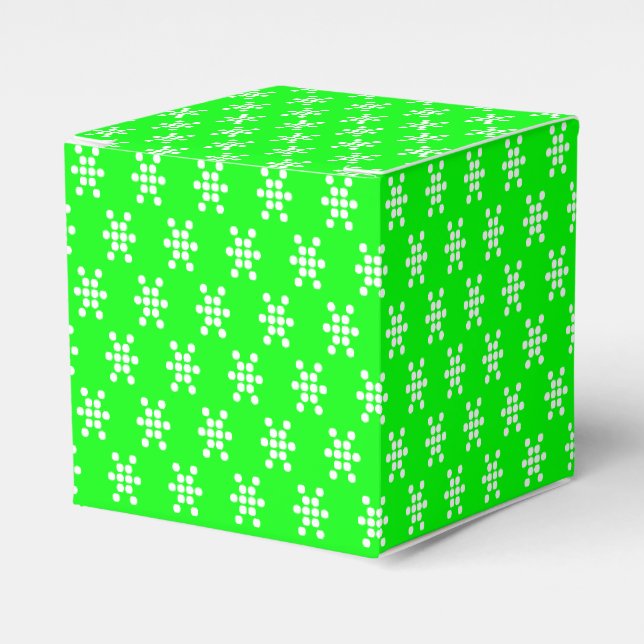 Ballotins Flacons de neige blancs points vert néon motif (Verso)