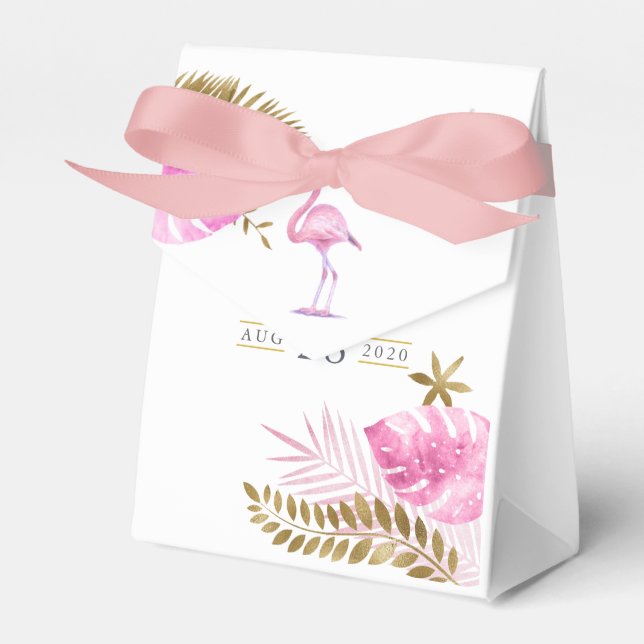 Ballotins Flamant rose Tropical rose et or Baby shower fille (Verso)
