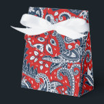 Ballotins Fleur de bleu blanc et rouge Paisley bohème<br><div class="desc">boîtes de cadeaux personnalisées</div>